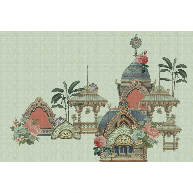 Livingwalls Fototapete Walls by Patel 3 Jaipur 1 grün, beige, rot 