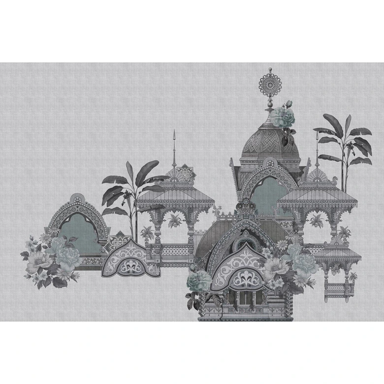 Livingwalls Fototapete Walls by Patel 3 Jaipur 3 grau, schwarz 