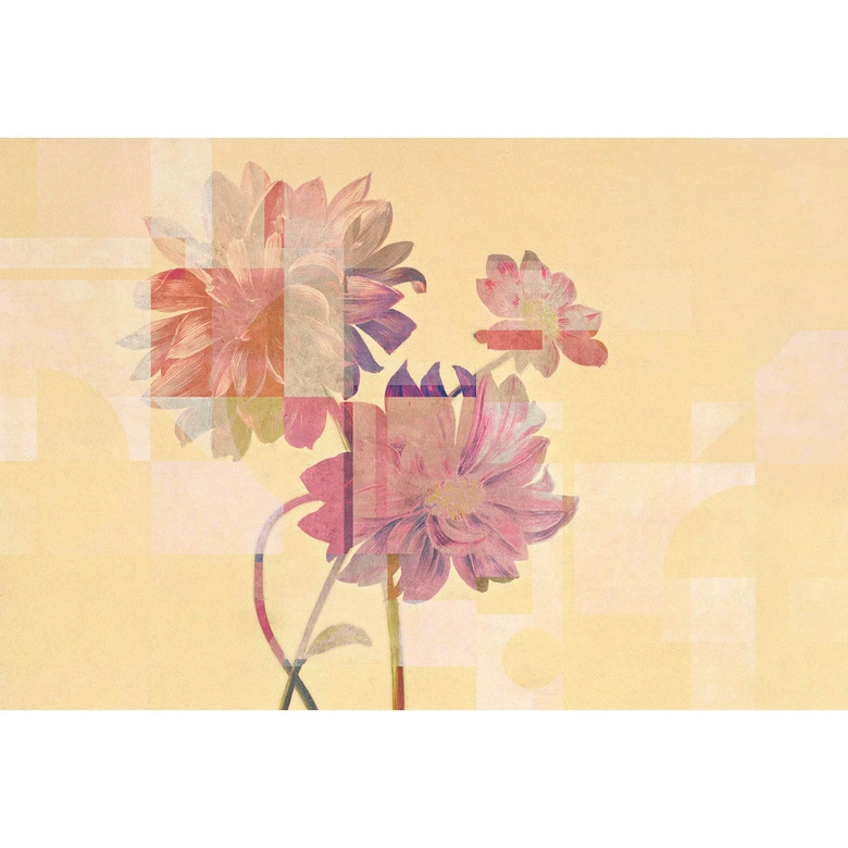 Livingwalls Fototapet Walls by Patel 3 Queen`S Garden 2 gul, rosa, orange, lila 