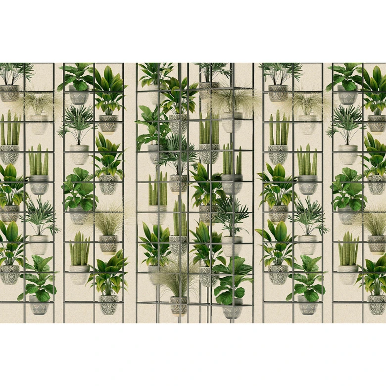 Livingwalls Fototapete Walls by Patel 3 Plant Shop 2 grün, beige, grau 