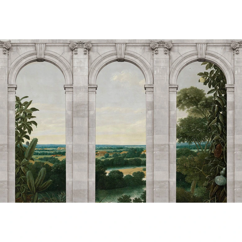 Fotomural Paredes de Patel 3 Castello 2 verde, gris, beige, azul 