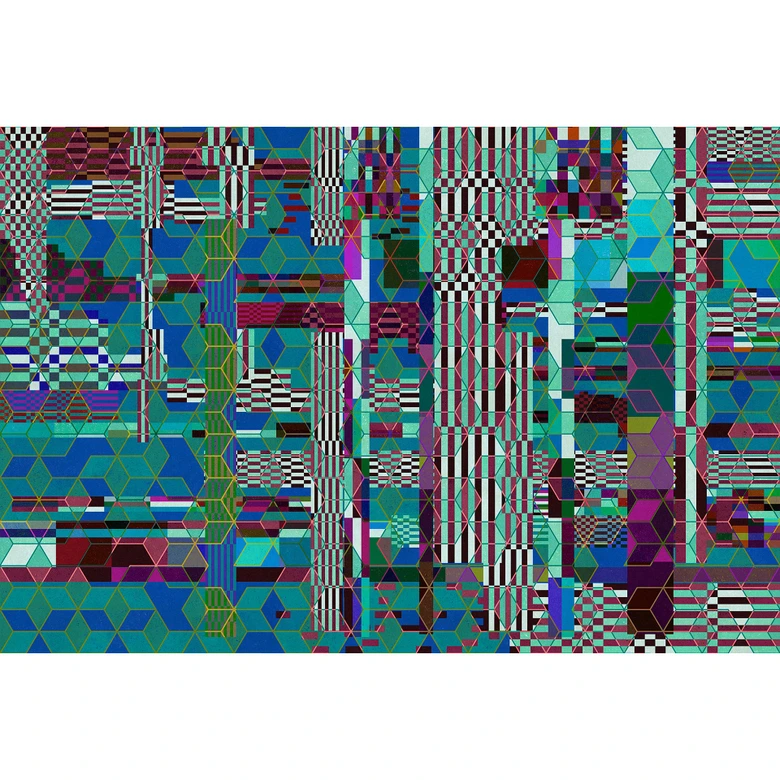 Fotomural Paredes de Patel 3 Mirage 3 turquesa, azul, verde, morado, blanco 