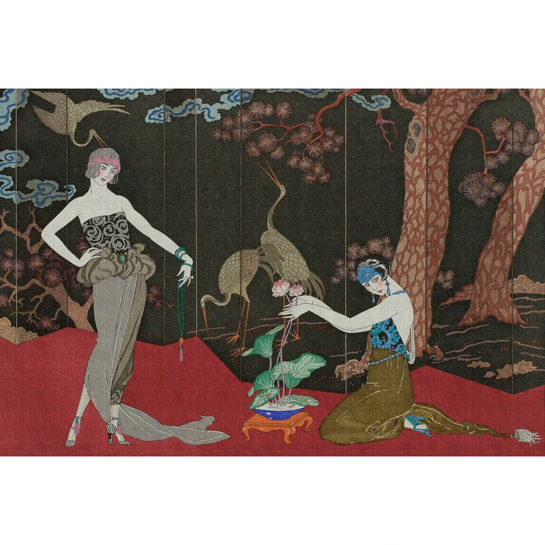 Fotomural Paredes de Patel 3 Babylon 1 rojo, negro, marrón, naranja, azul 