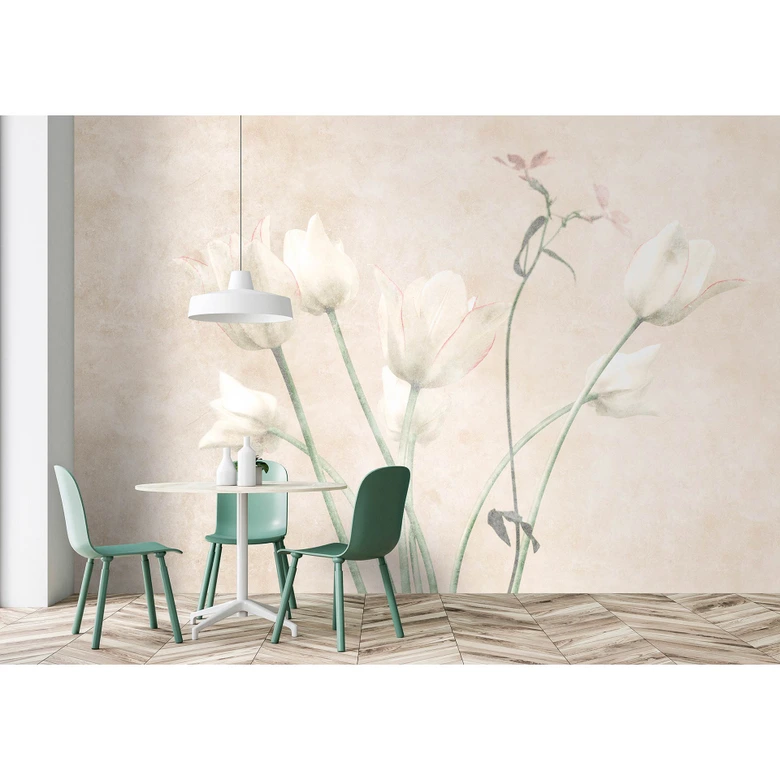 Fotomural Paredes de Patel 3 Morning Room 3 amarillo, verde, rosa, gris 