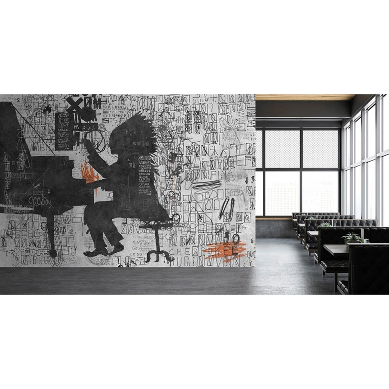 Livingwalls Fototapete Walls by Patel 3 Piano Bar 1 grau, schwarz, orange 