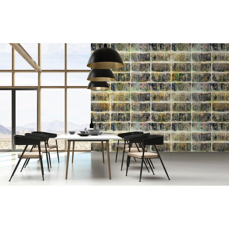 Livingwalls Fototapete Walls by Patel 3 Factory 1 gelb, blau, beige, grün 