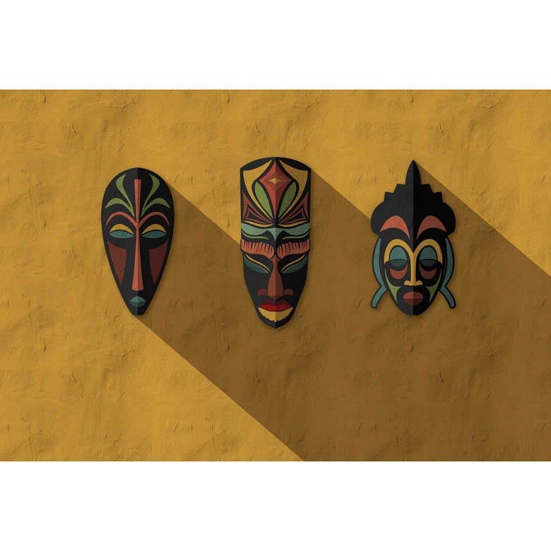 Livingwalls Fototapete Walls by Patel 3 Zulu 1 gelb, schwarz, orange, rot, blau 