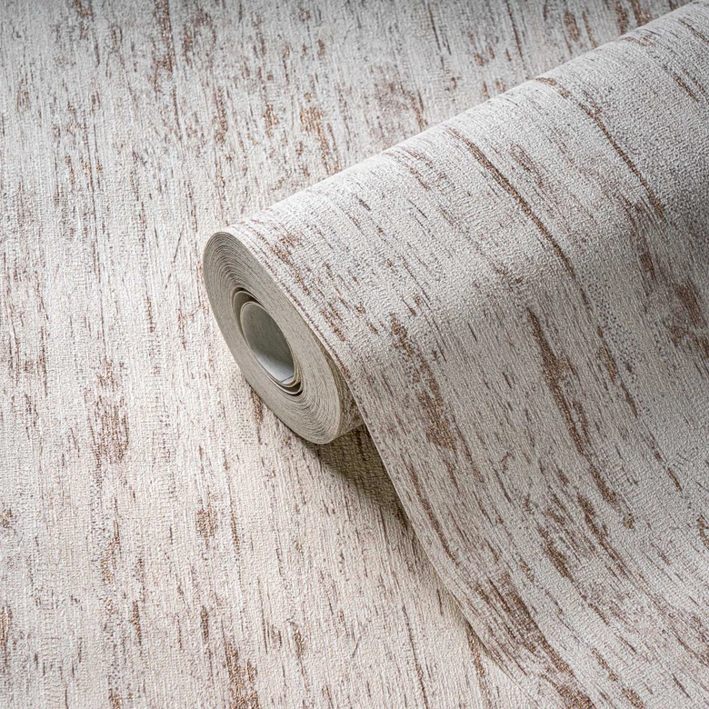 Papier peint texturé imitation bois beige - papier peint intissé look naturel - création murale 