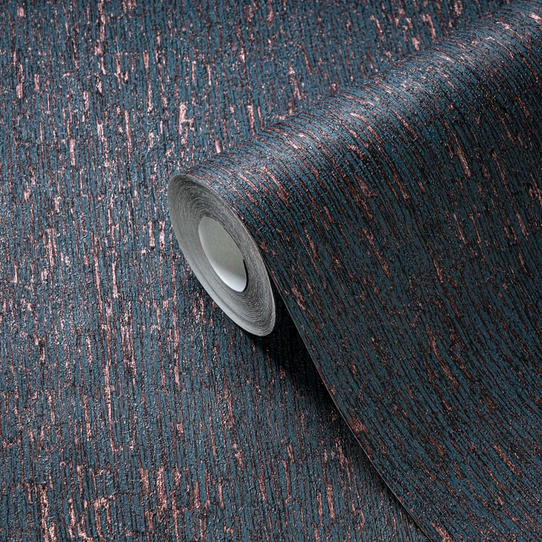 Struktur-Tapete in Marineblau Metallic - Elegante Vliestapete für moderne Räume 
