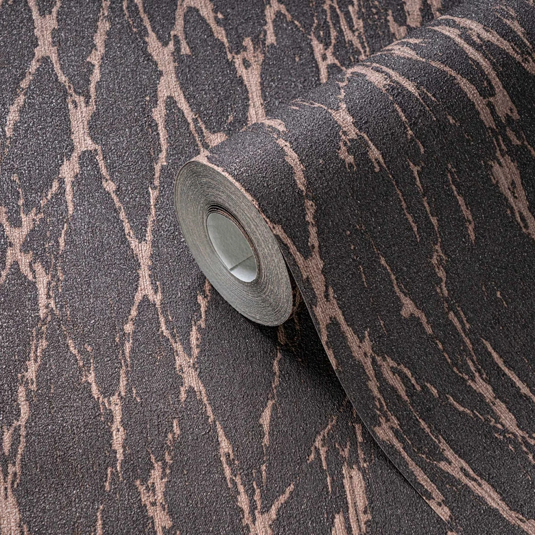 Papier peint structuré noir avec accents dorés - papier peint intissé pour pièces luxueuses 