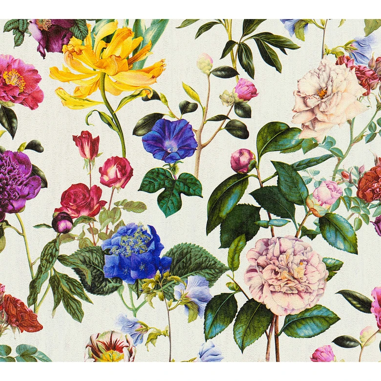 Jette Joop Vliestapete Blumentapete floral bunt, grau, grün 