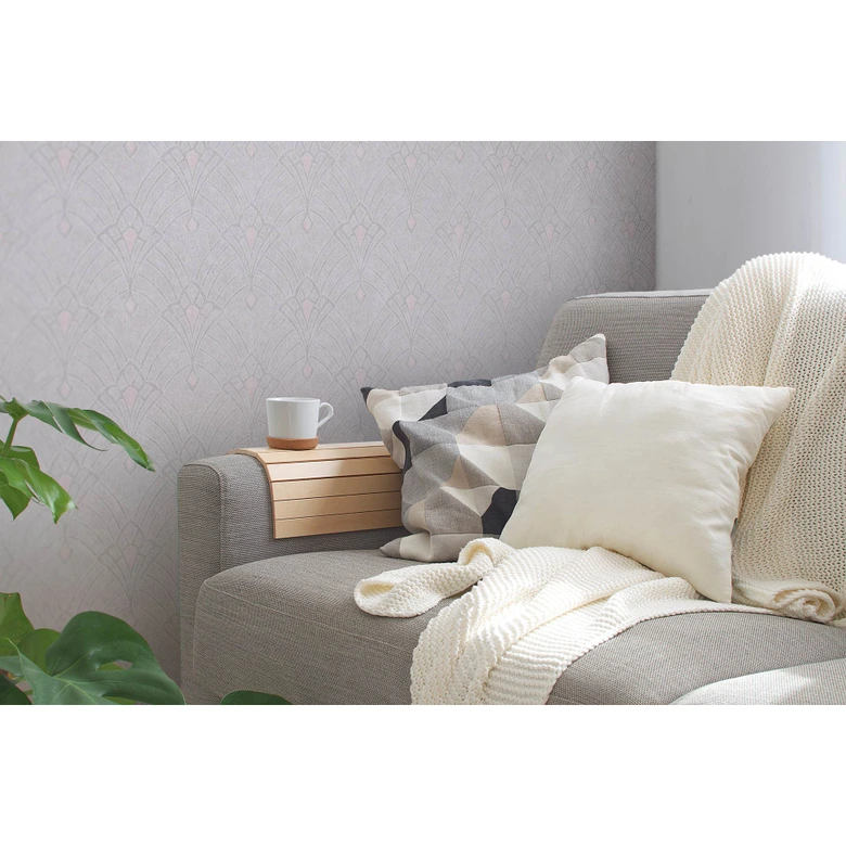 Livingwalls Art Déco Tapete Mata Hari Vliestapete creme, rosa, grau 