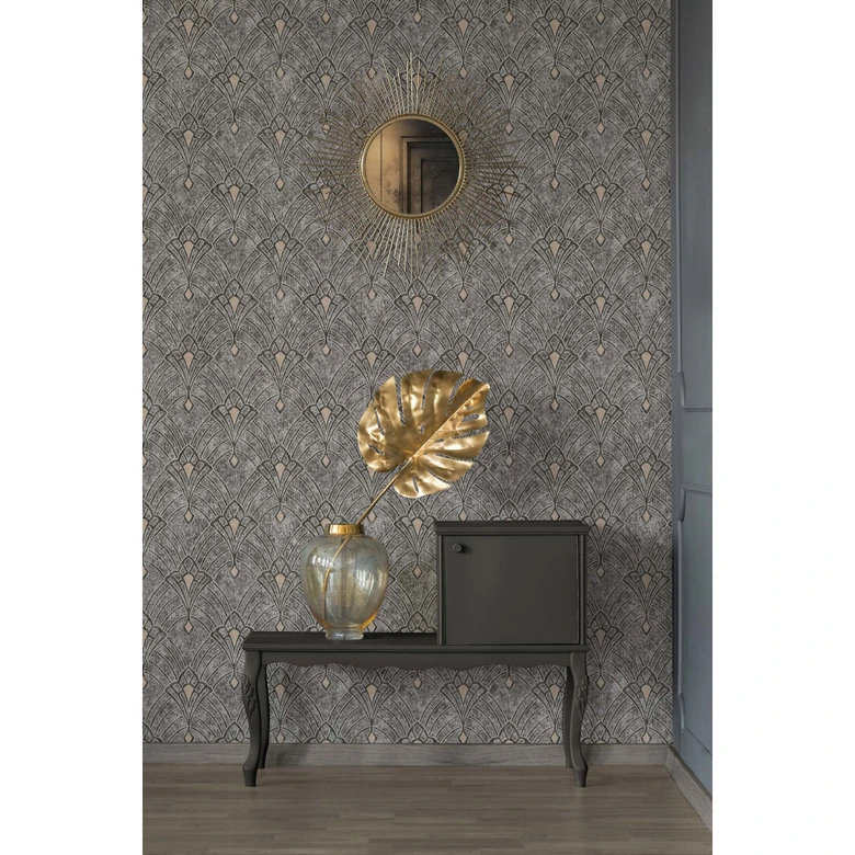 Livingwalls Art Déco Tapete Mata Hari Vliestapete schwarz, grau, beige 