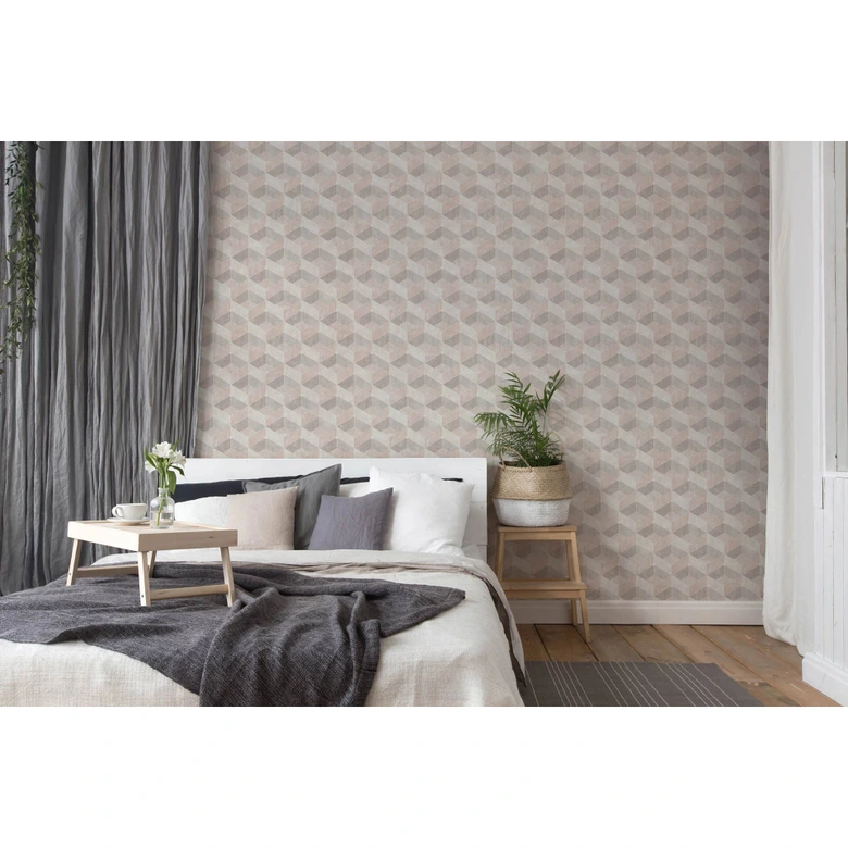 Livingwalls 3D Tapete Titanium 3 Vliestapete geometrisch beige, creme 