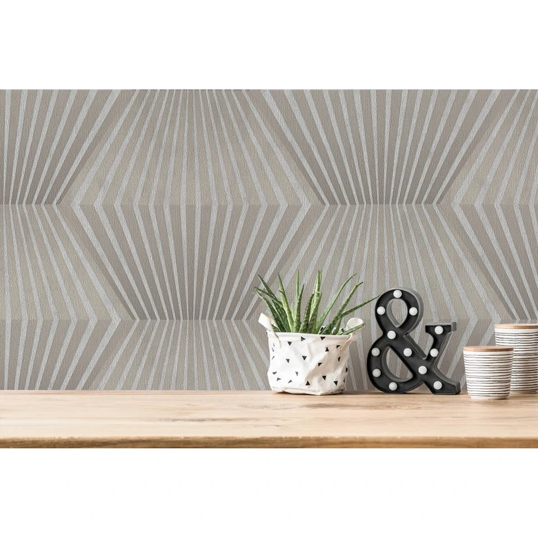 Livingwalls 3D Tapete Titanium 3 Vliestapete geometrisch grau, silber 