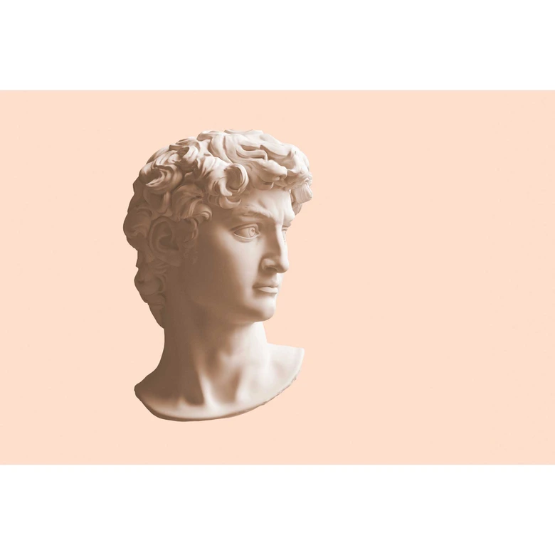 Fototapete mit Klassische Büste auf Apricot - Vliestapete mit historischem Flair 