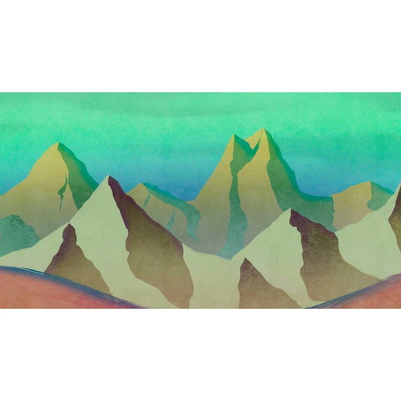 Abstrakte Berglandschaft Fototapete in Erdtönen - Vliestapete mit Aquarelleffekt 