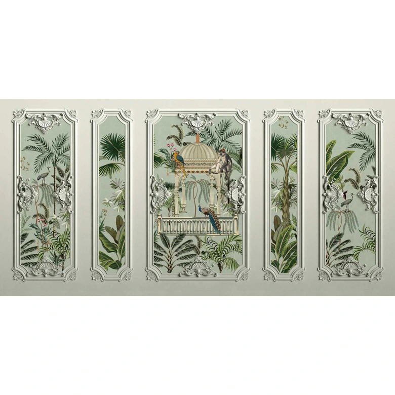 Fototapete Klassischer Kolonialstil mit Vogelmotiven - Elegante Vliestapete 