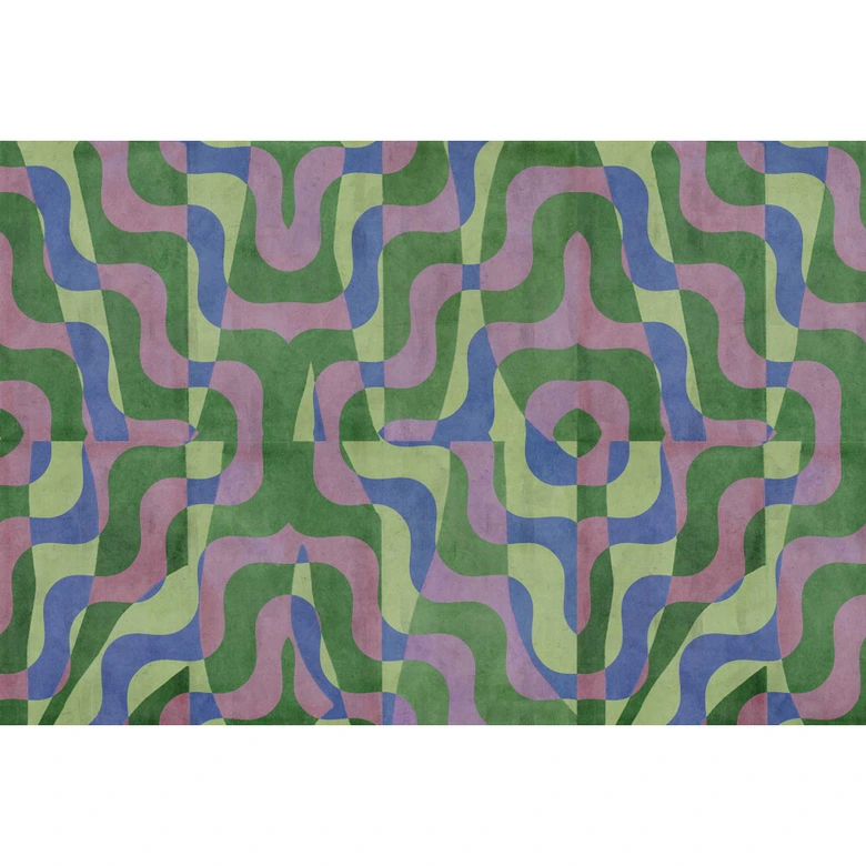Abstracte golven muurschildering in pastelkleuren - creatief vliesbehang 