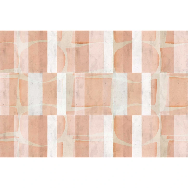 Moderne Abstrakte Fototapete in Apricot - Geometrische Vliestapete 