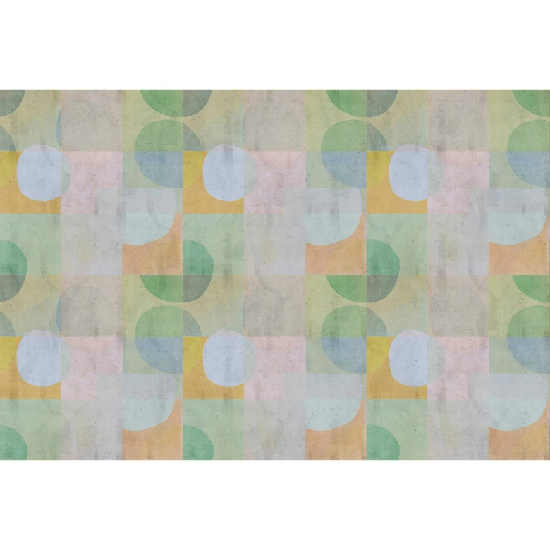 Pastellfarbene Geometrische Tapete - Sanfte Vliestapete mit Kreismotiv 
