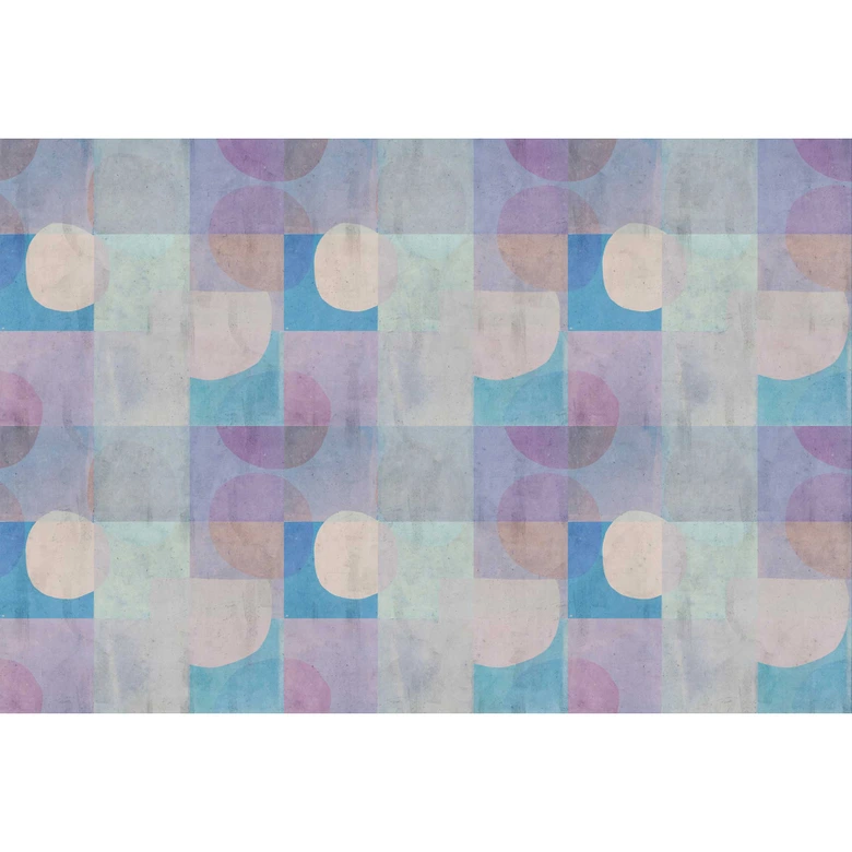 Fototapete Geometrische Muster in Kühlen Pastelltönen - Vliestapete mit Kreisen 