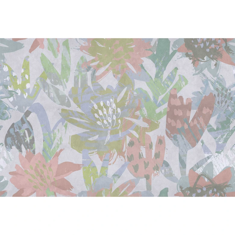Fototapete Abstrakte Blumen in Pastell - Vliestapete mit floralem Muster 