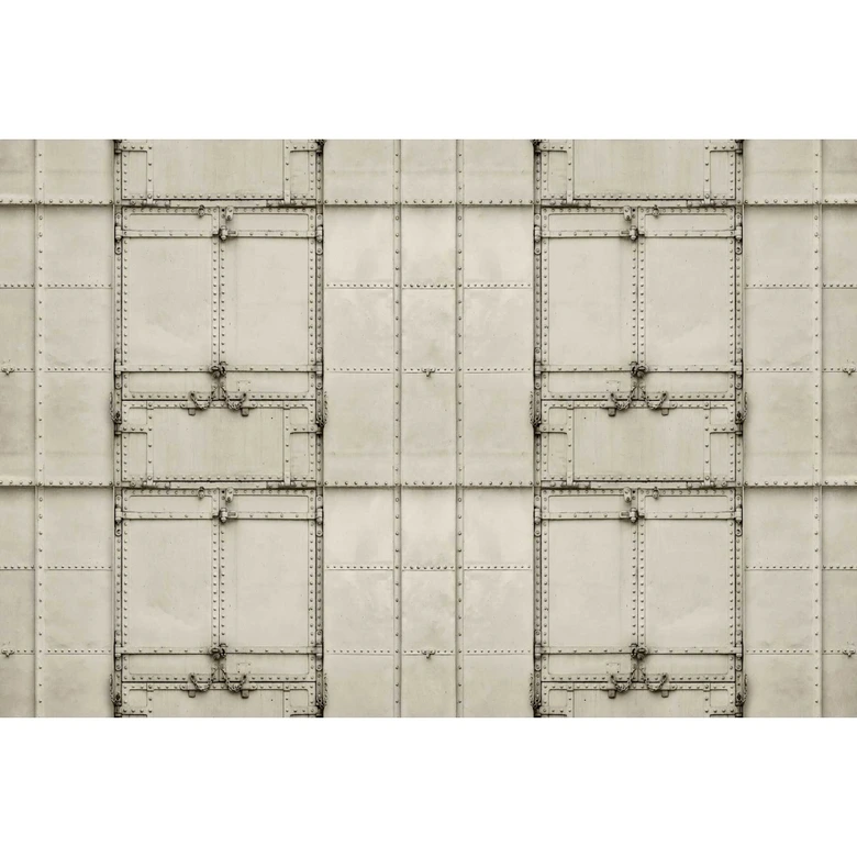 Industrie-Style Fototapete - Metallic Platten Look in Grau 