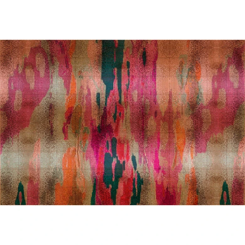 Abstrakt fototapet - korallrött och orange på beige bakgrund - non-woven 