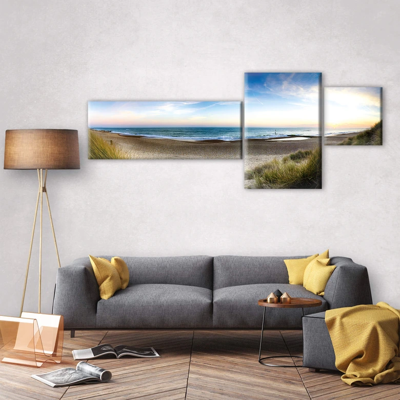 Canvas Strandpanorama (3-delig) 