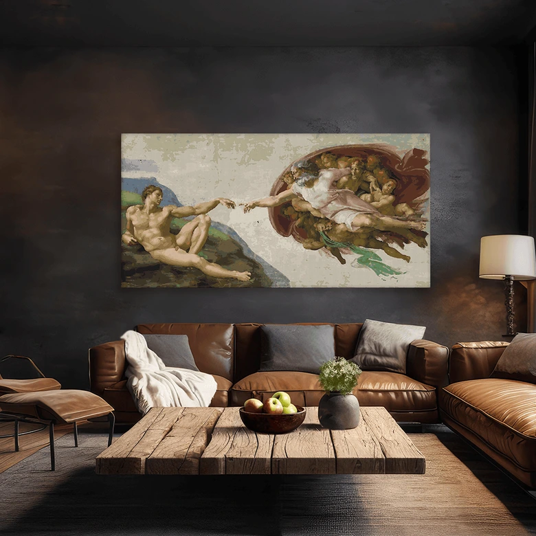 Malen nach Zahlen Leinwandbild - Michelangelo - Die Erschaffung Adams 