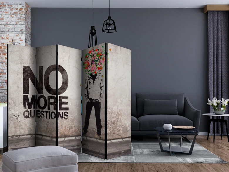 Paravent Séparation de pièce - Plus de questions , 5 pièces - 225x172 cm 
