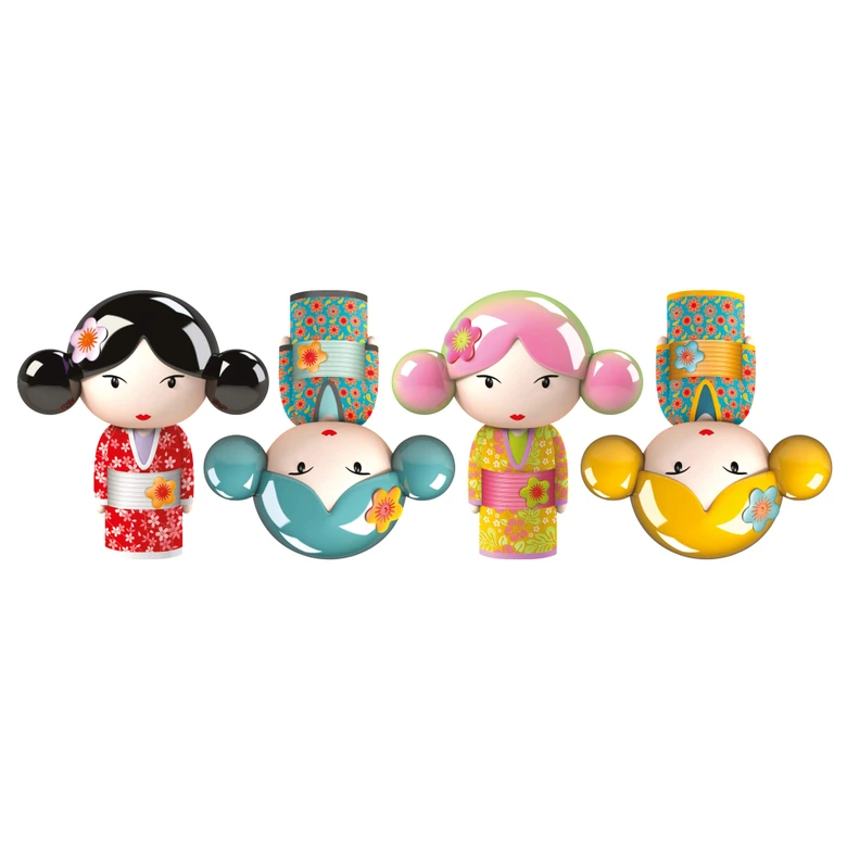 Muursticker Michel Agullo - Kokeshi Figuren Set 03 