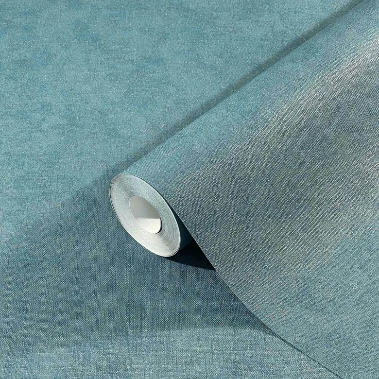 Vliestapete in moderner, feiner Struktur blau, grün Uni 