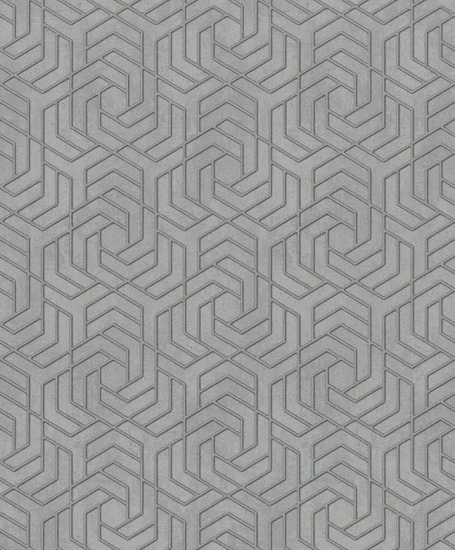 Non-woven tapet med 3D-look i grå grafik  