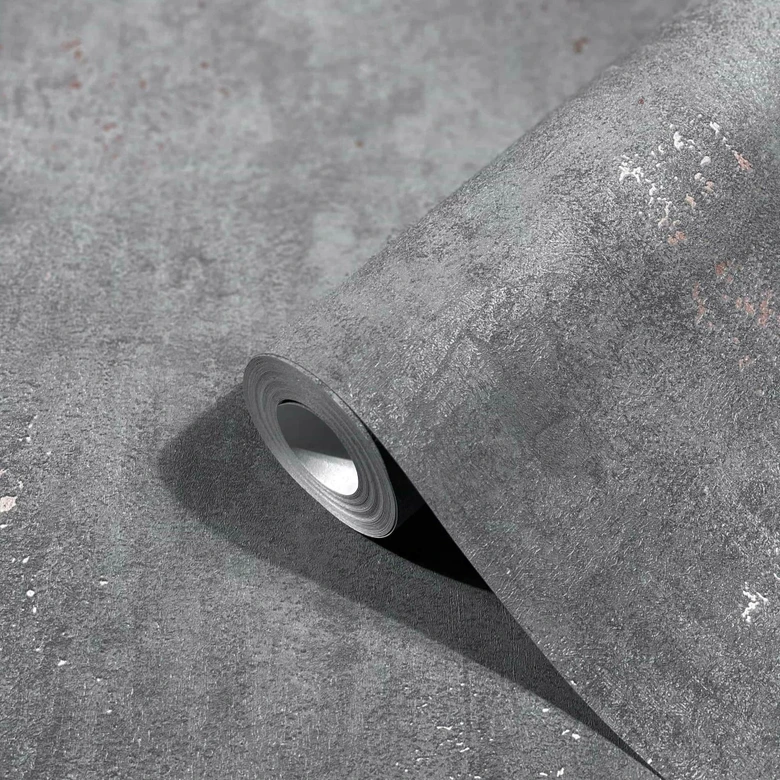 Vliestapete mit leichtem metallic Effekt als Uni Grau Struktur  