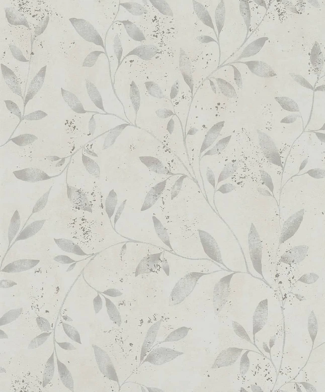 Vliestapete mit Blattmotiv und Metallic Effekt Beige Floral  