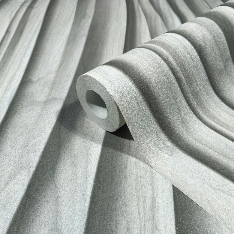 Vliestapete in weiß, grau 3D-Effekt Holzoptik Paneel 3D-Optik Modern  