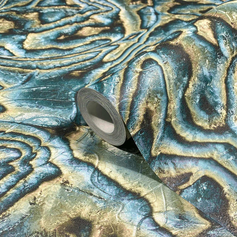 Vliestapete in blau, grün, beige Marmoroptik SteinGrafisch Modern  