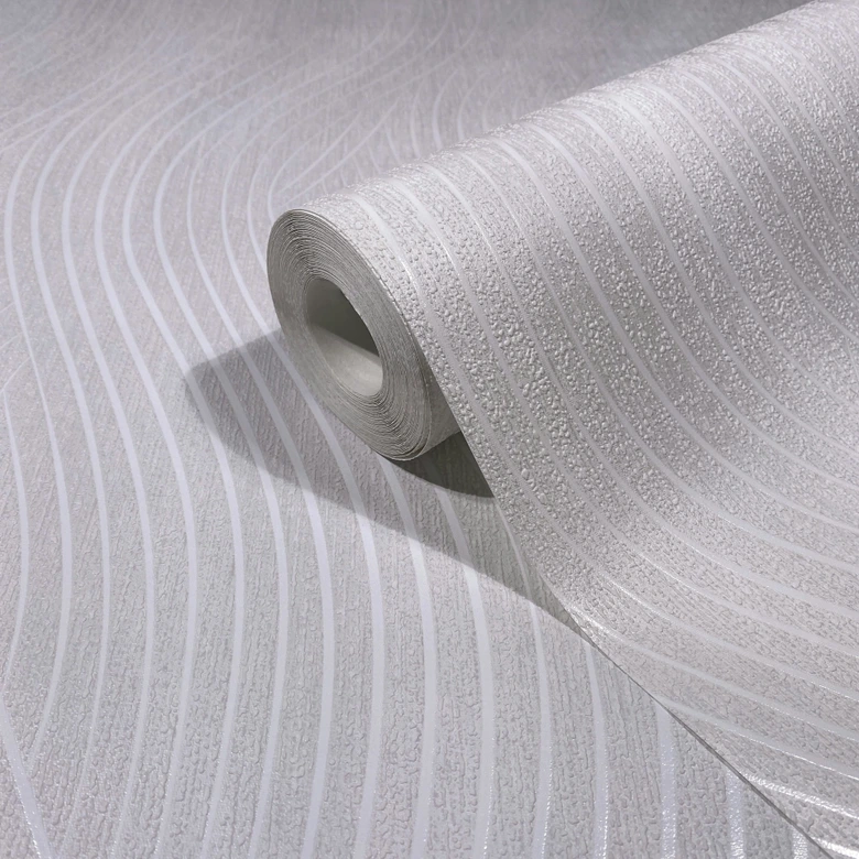 Papel pintado tejido-no tejido de color blanco ondulado textura gráfica moderna  