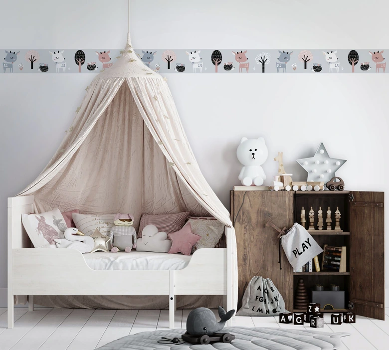 Bordüre, Vliesbordüre Kids Walls grau, schwarz 