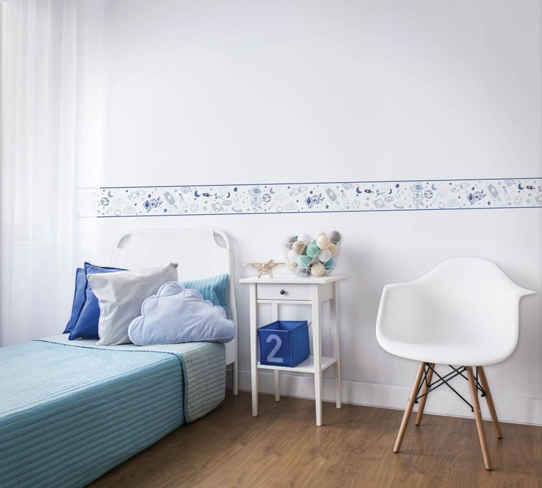Bordüre, Vliesbordüre Kids Walls weiß, blau 