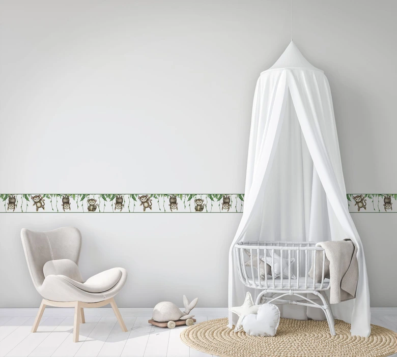 Bordüre, Vliesbordüre Kids Walls weiß, grün, braun 