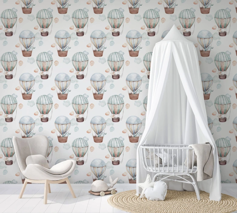 Kindertapete, Vliestapete mit Illustration Kids Walls weiß, blau, beige 