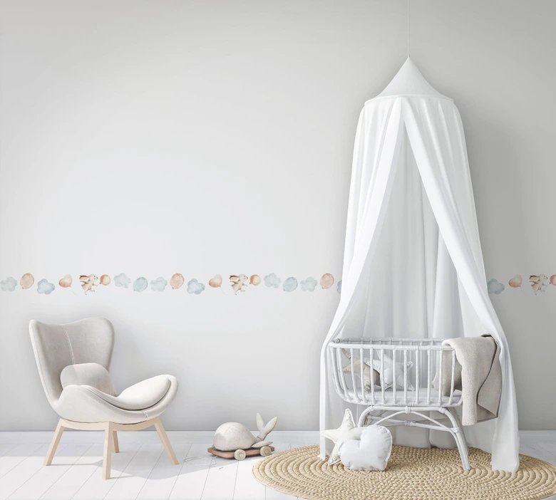 Bordüre, Vliesbordüre Kids Walls weiß, blau, beige 