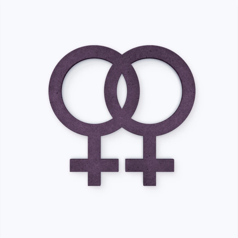 MDF bogstaver - Kønssymbol Homoseksuel kvinder 