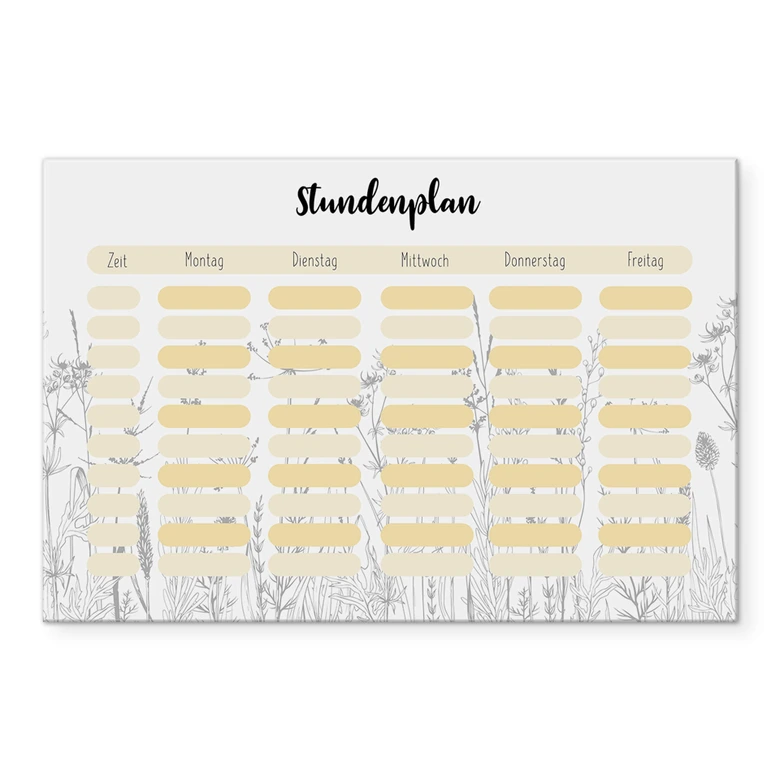 Acrylboard Memoboard Stundenplan Gräser - transparent 