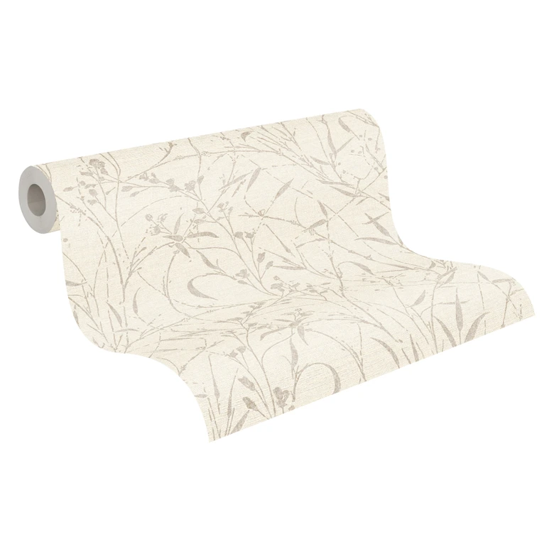 Vliestapete Fee Wild Free beige creme metallic - Gräser Wildblumen Wohnzimmer Schlafzimmer 