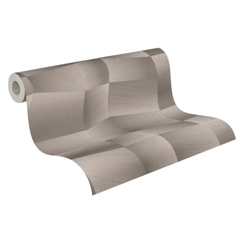 Vliestapete Damian Refined Dimensions 3D Geometrisch Grau Metallic - Tapete moderne Struktur 