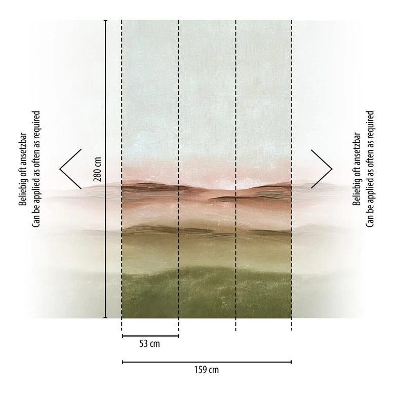 Vlies Fototapete Aquarell Braun Creme Grün matt erweiterbar 1,59 x 2,80 m Vliestapete Tapete 